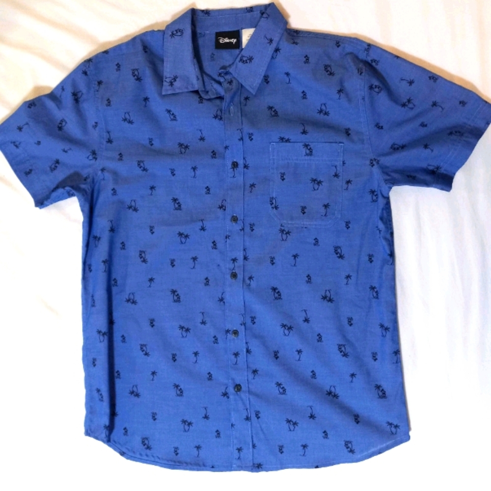 Disney button t shirt mickey palm trees